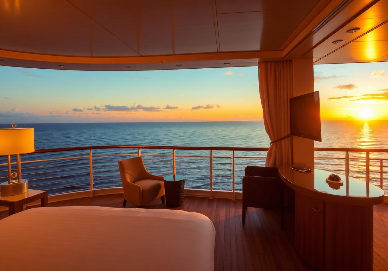 Celebrity Equinox veranda suite at sunset